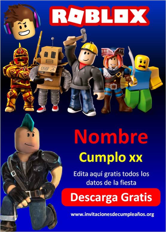 invitaciones de roblox niño para editar