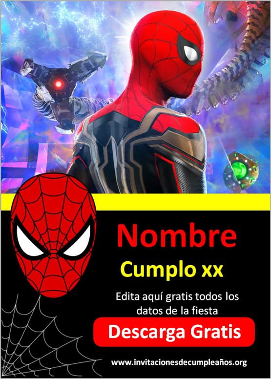 invitacion de hombre araña para editar