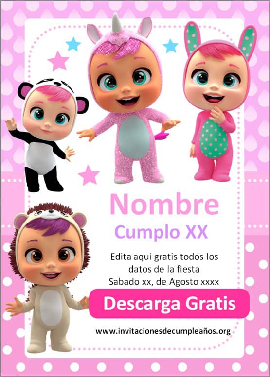 Invitaciones de bebés llorones para editar