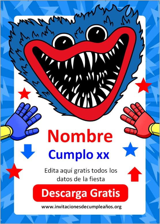 invitaciones de cumpleaños de huggy wuggy