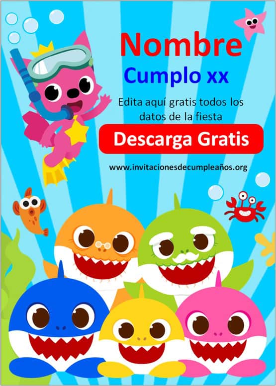 Invitaciones de Baby Shark