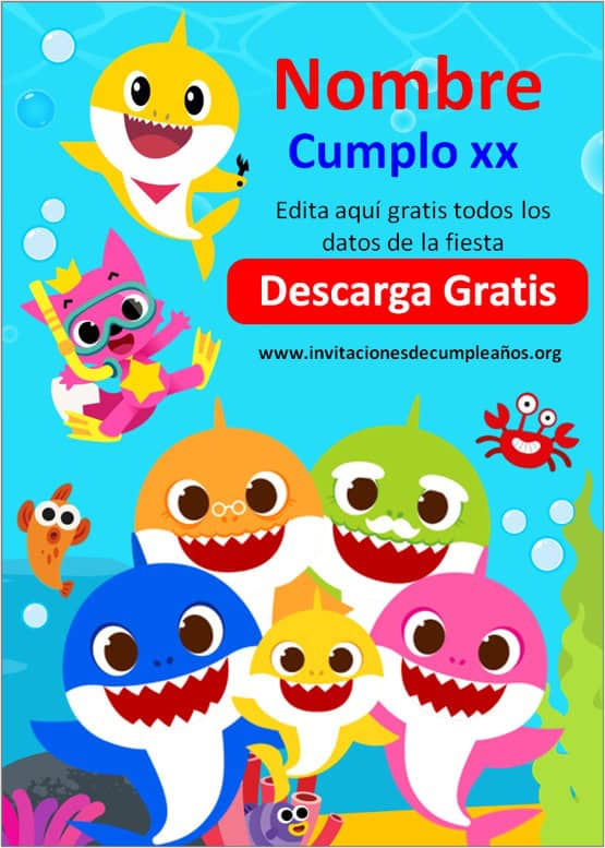 invitación gratis de baby shark