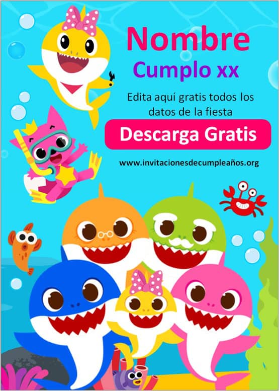 INVITACIONES de BABY SHARK Gratis