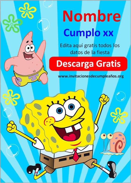 invitaciones de bob esponja