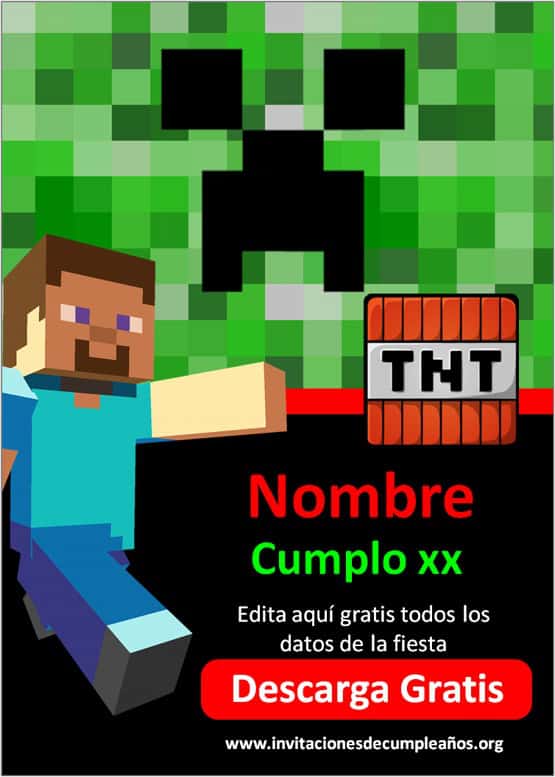 invitaciones de cumple de minecraft