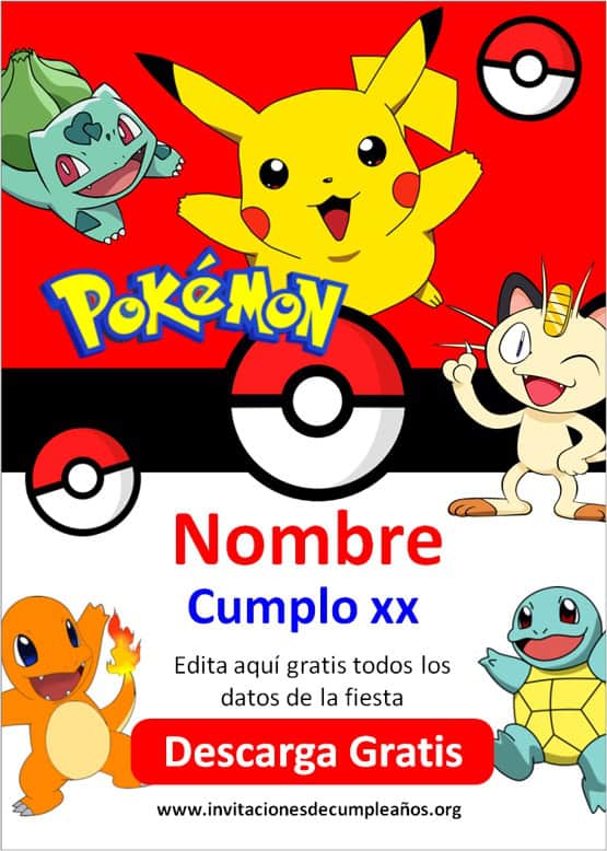 Invitaciones de Pokemon