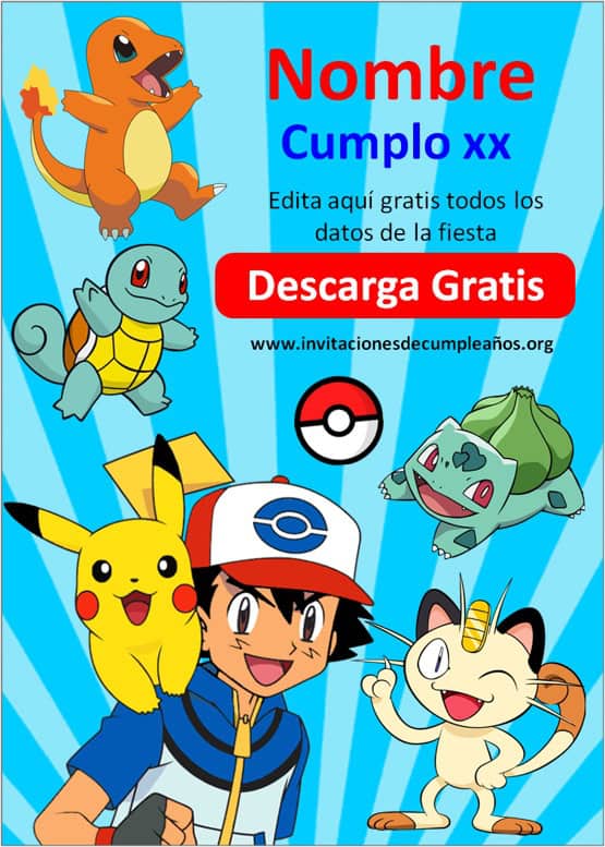 Invitaciones Pokemon