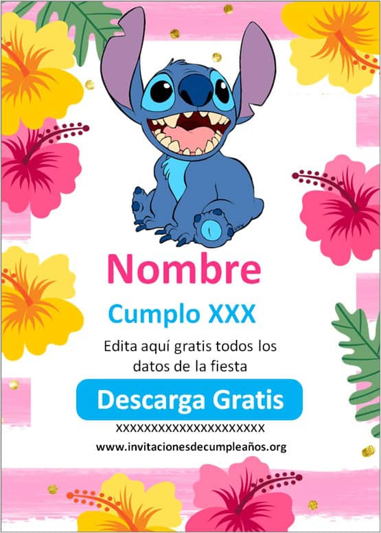 invitaciones de cumpleaños de stitch