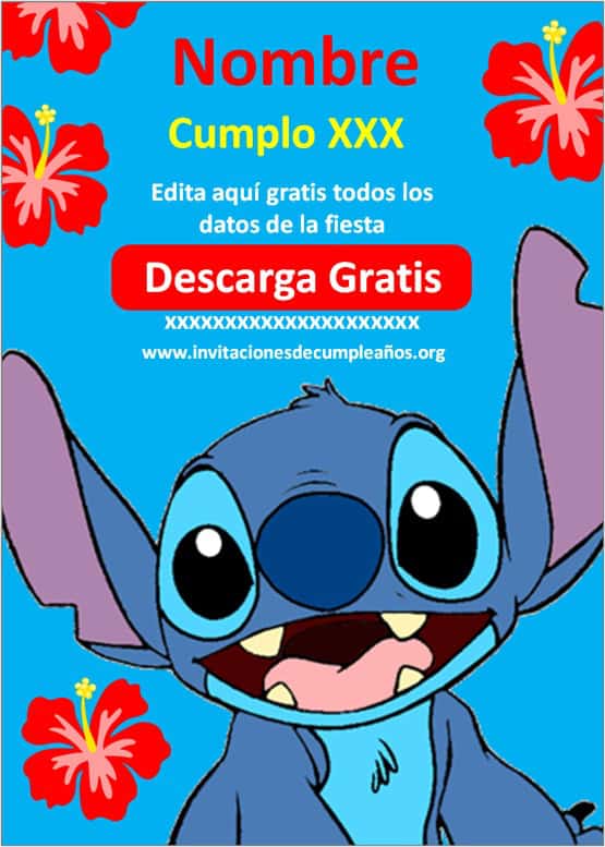 invitaciones de stitch para imprimir