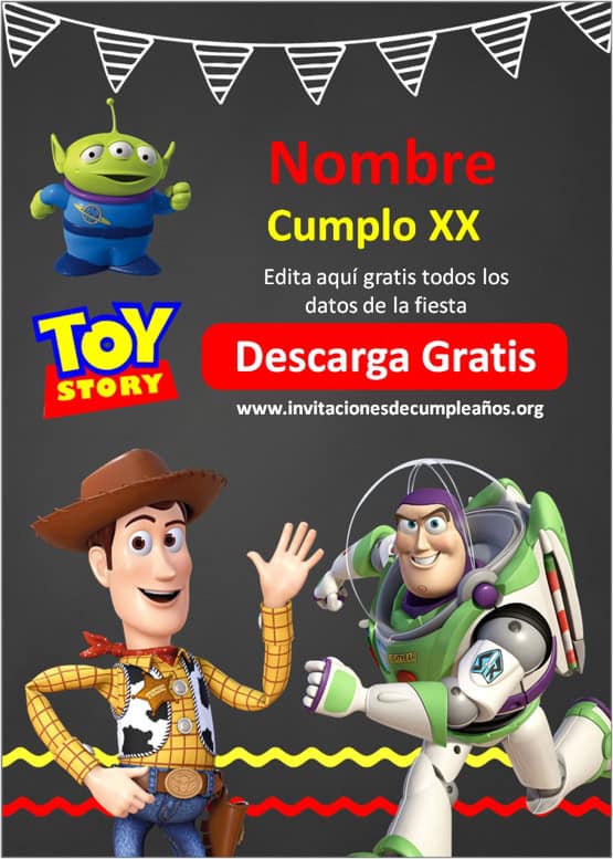invitaciones digitales de Toy Story gratis