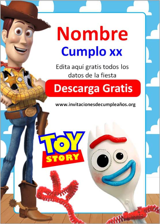 invitaciones virtuales de Toy Story para enviar por whatsapp gratis