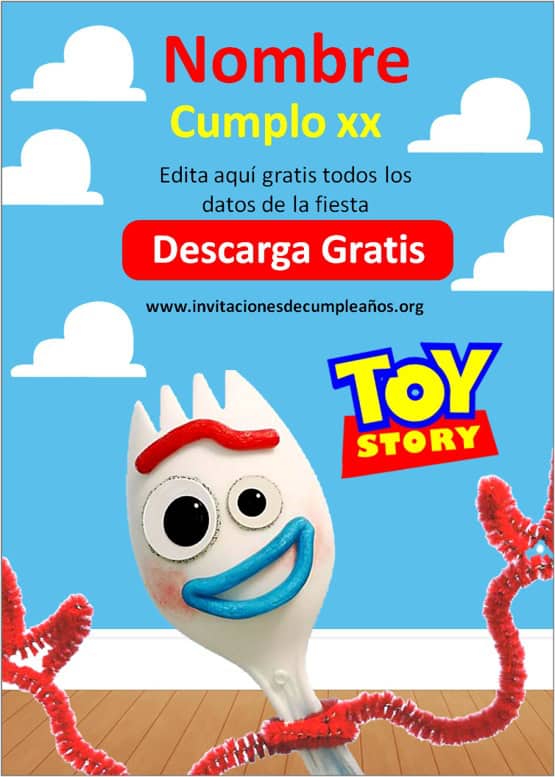plantillas invitaciones de flork Toy Story para editar gratis