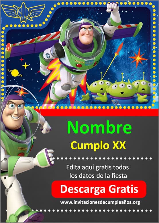 Invitación Buzz Lightyear editable gratis