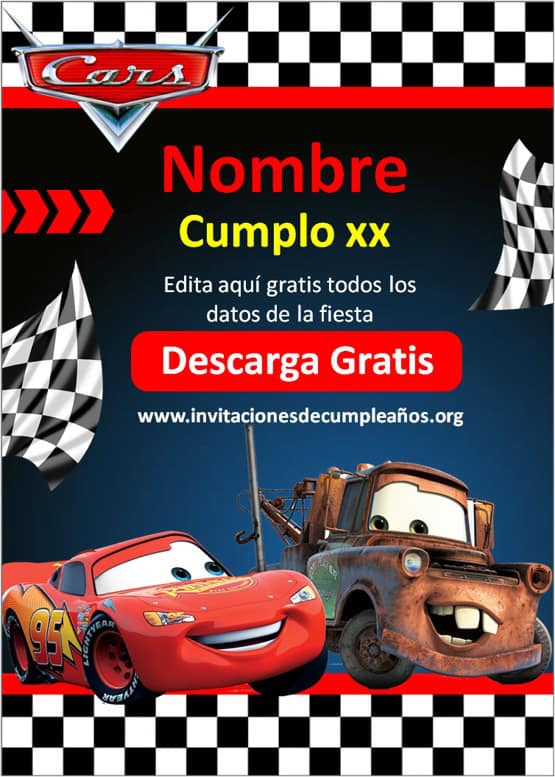 invitaciones de rayo mcqueen