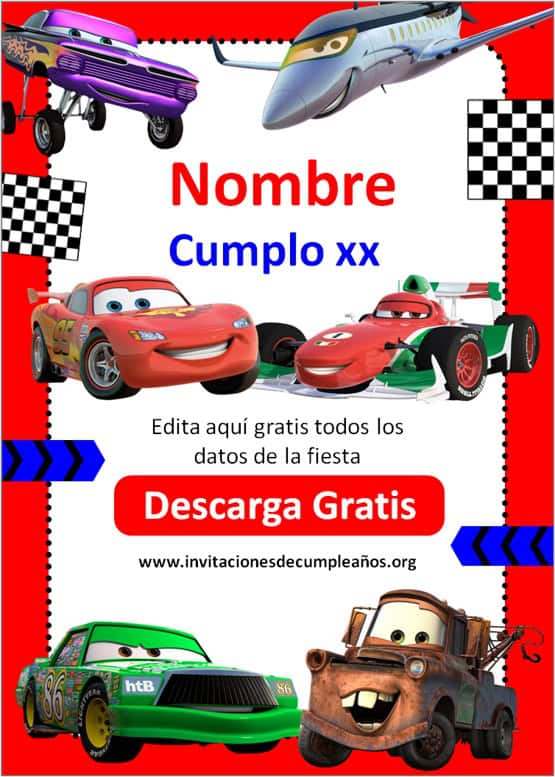 invitaciones de cars para editar