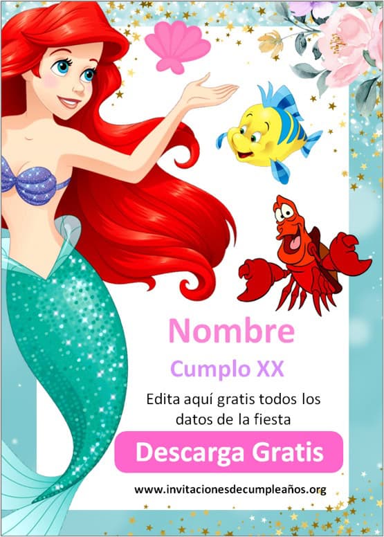 Invitación de Cumpleaños de La Sirenita