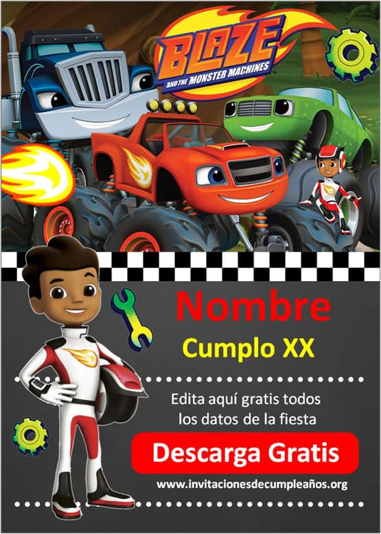 Invitación de Blaze and The Monster Machines