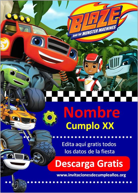 Invitación Blaze Monster Machines