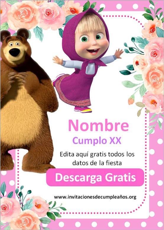 Invitaciones Masha y el Oso