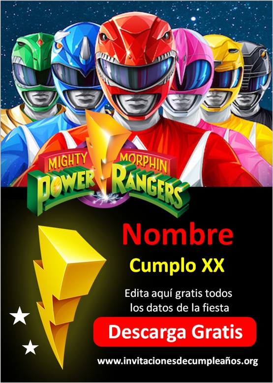 Invitaciones de cumpleaños de Power Rangers