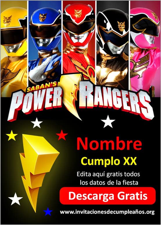 invitación power ranger