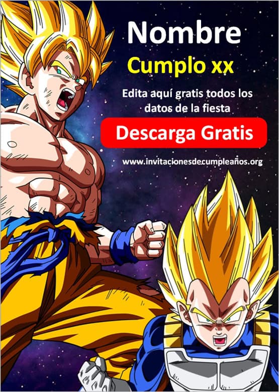 Invitaciones de Dragon Ball Z