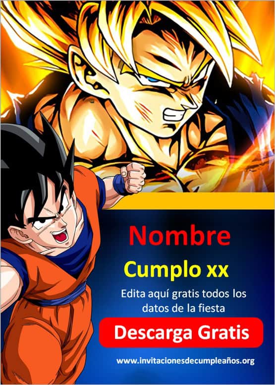 Invitaciones De Dragon Ball