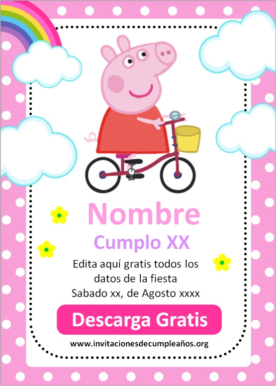 Invitaciones De Cumpleaños De Peppa Pig