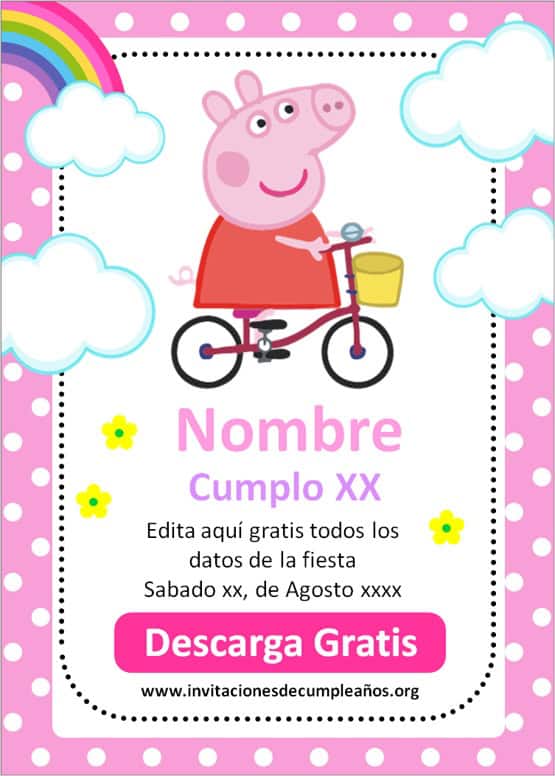 Invitaciones De Cumpleaños De Peppa Pig