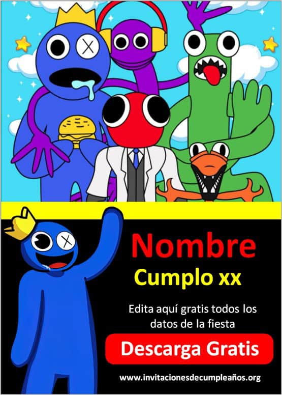 Invitaciones Roblox Rainbow Friends