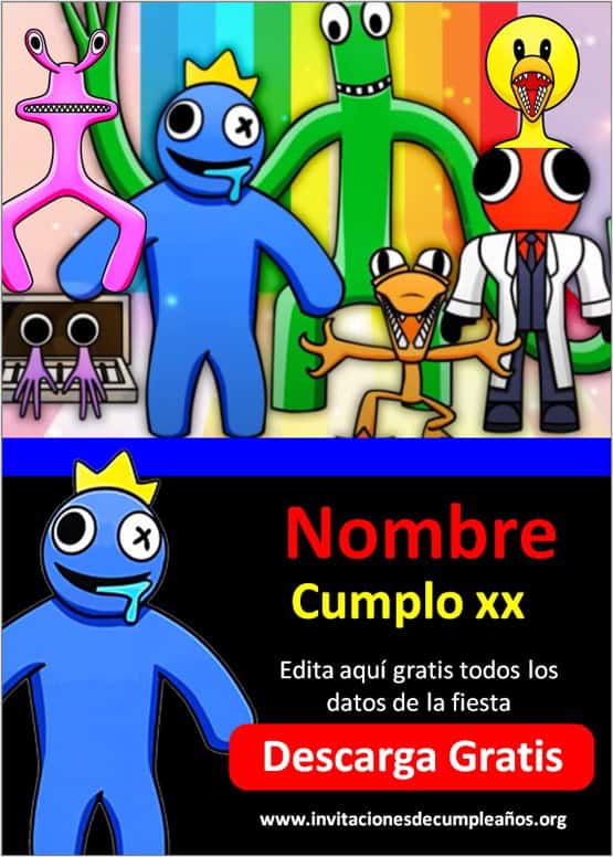 invitaciones de cumpleaños rainbow friends