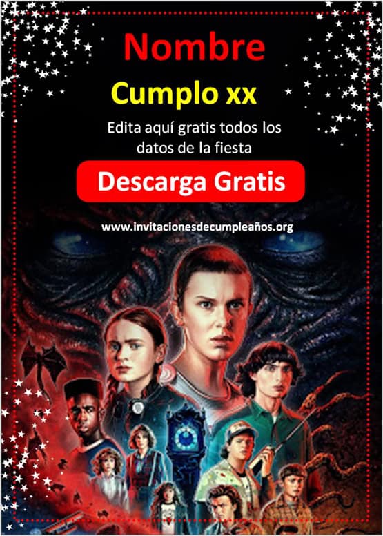 Invitación Stranger Things Editable