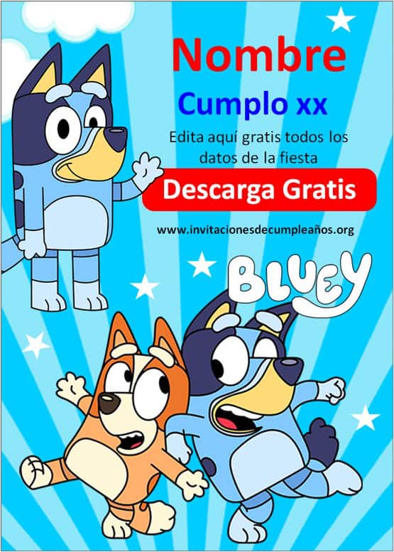 Invitaciones de Bluey