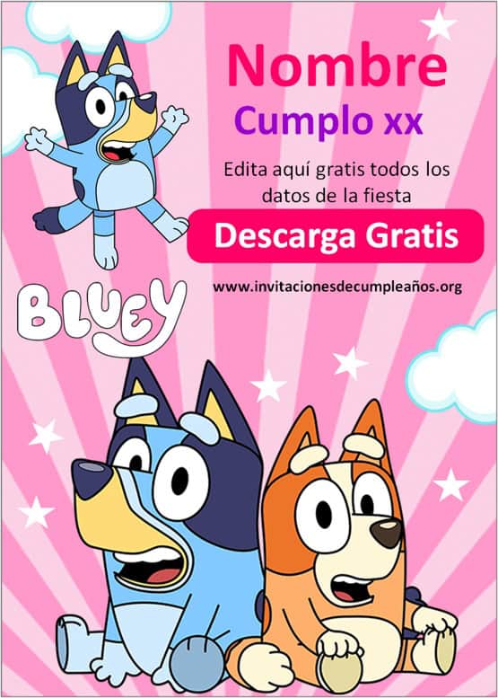 Invitaciones de Bluey rosa