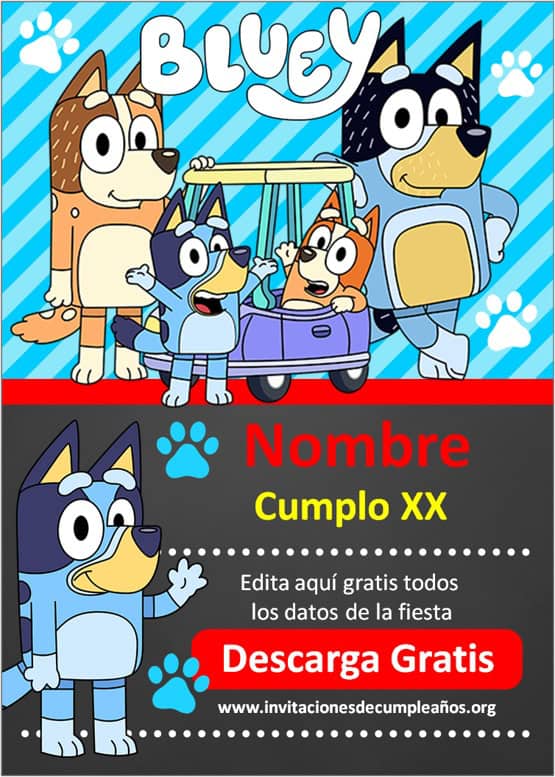 invitación digital bluey gratis