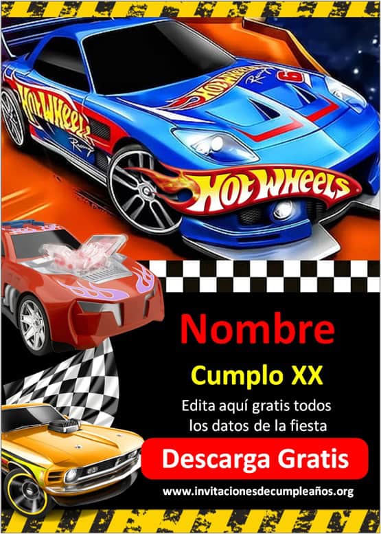 Invitaciones de Hot wheels