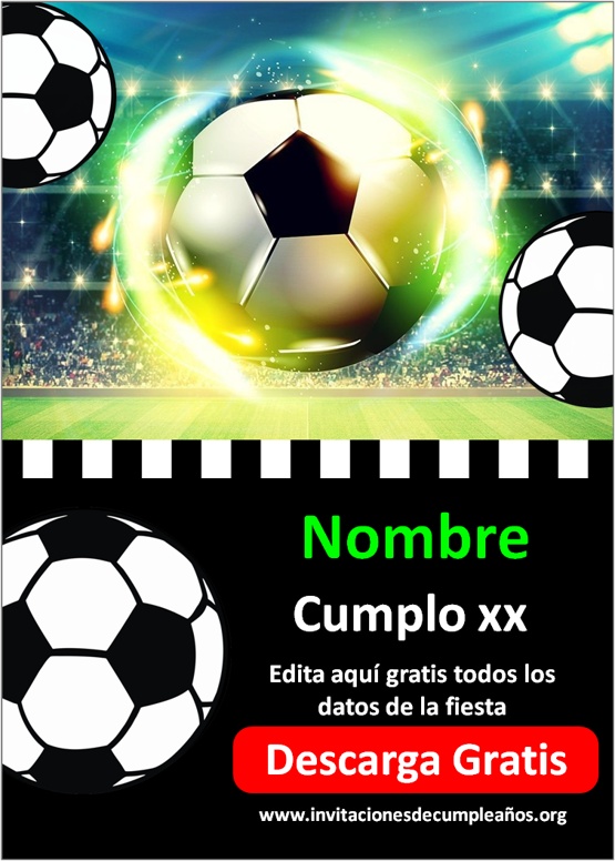 tarjetas de cumpleaños de fútbol para editar gratis