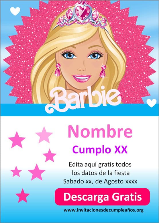 invitaciones de barbie la pelicula