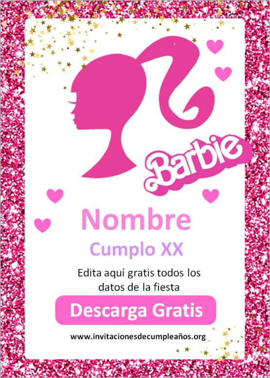 invitaciones de barbie silueta