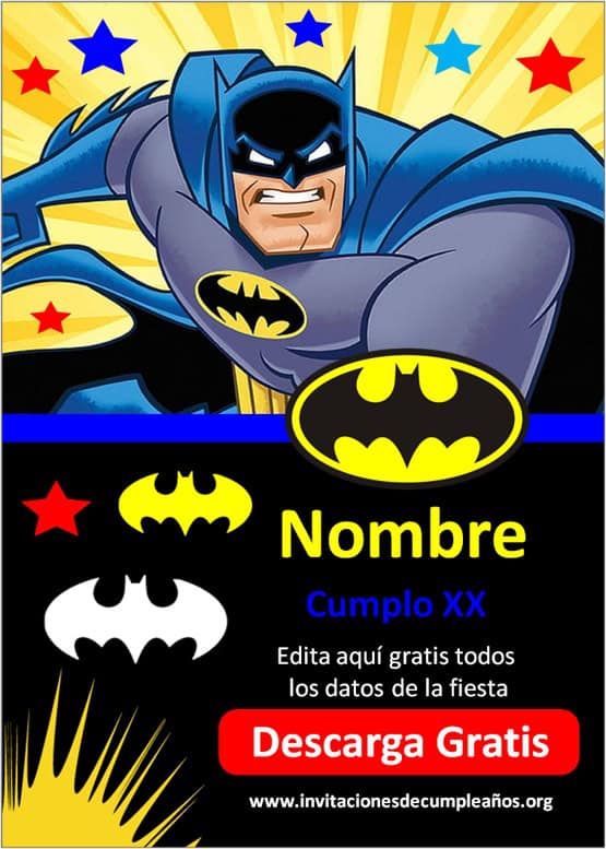 Invitaciones de Batman para Editar GRATIS