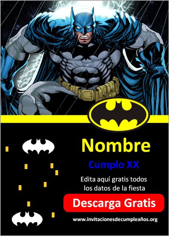 invitaciones de batman para editar e imprimir gratis