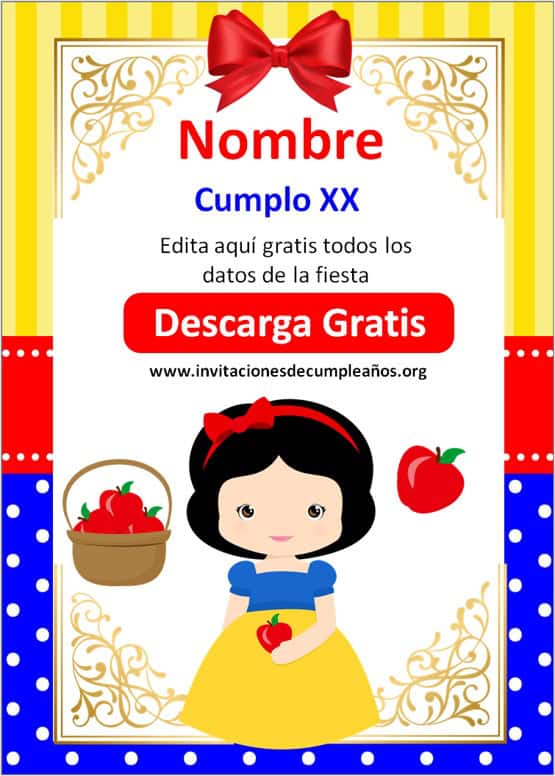 invitaciones blanca nieves bebe