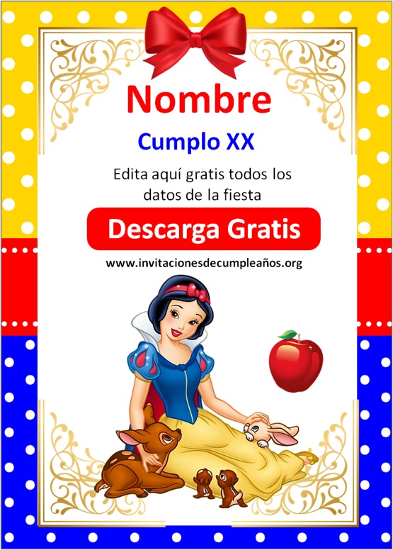 Invitaciones de Blanca Nieves gratis