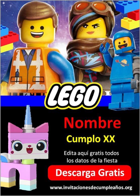 invitación lego editable gratis