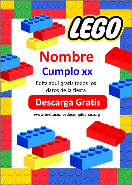 Invitación de Lego Gratis