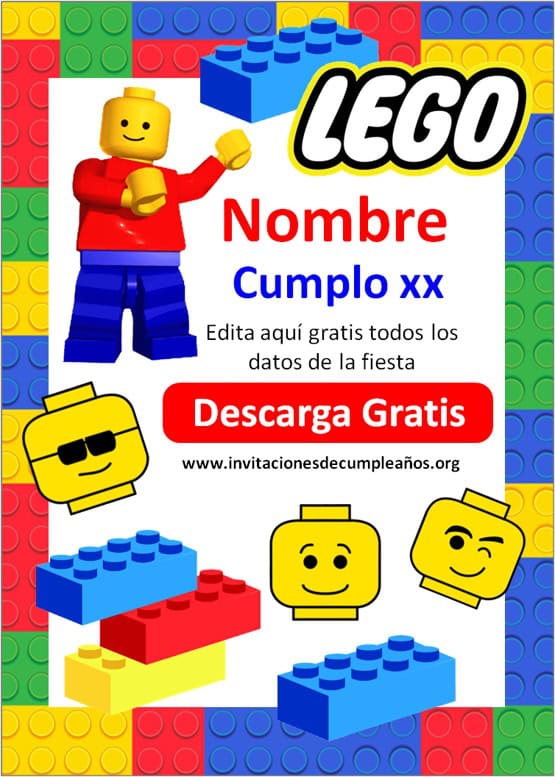 Invitación de Lego para Editar GRATIS