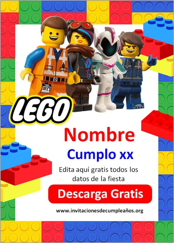 invitacion de lego para editar gratis