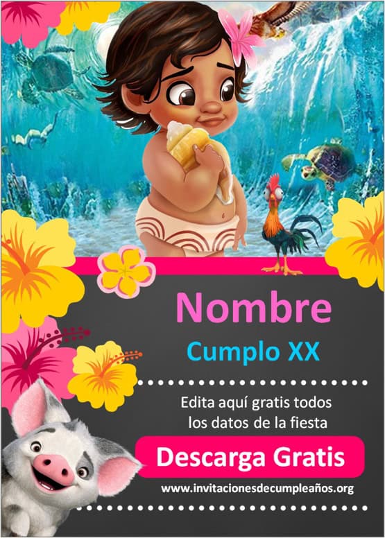 invitaciones de moana bebe