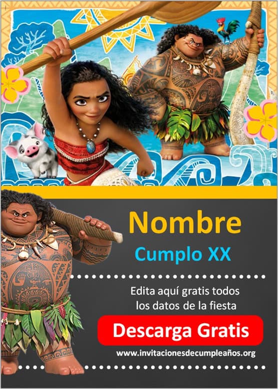 invitaciones de moana para imprimir