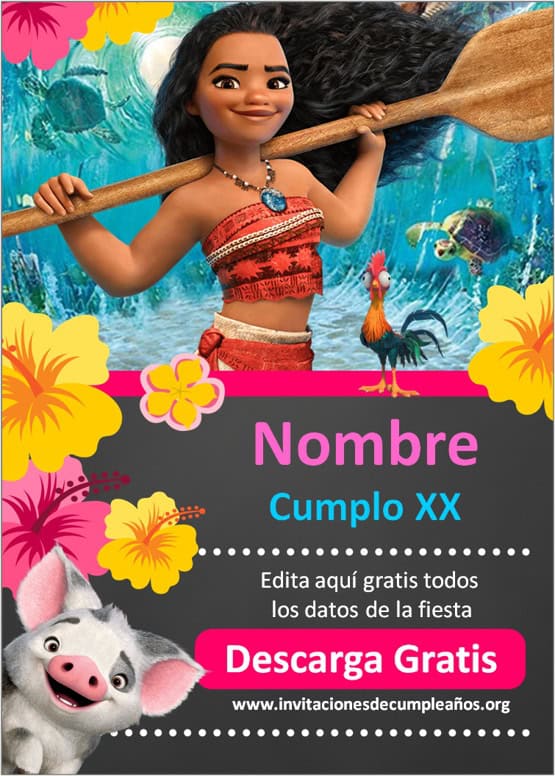 invitaciones de moana editables